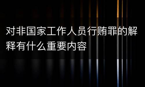 对非国家工作人员行贿罪的解释有什么重要内容