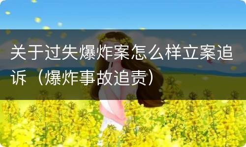 关于过失爆炸案怎么样立案追诉（爆炸事故追责）