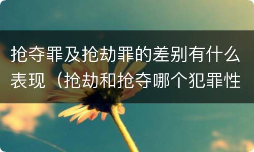 抢夺罪及抢劫罪的差别有什么表现（抢劫和抢夺哪个犯罪性质严重）