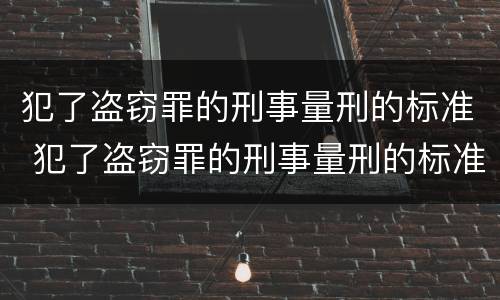 犯了盗窃罪的刑事量刑的标准 犯了盗窃罪的刑事量刑的标准是