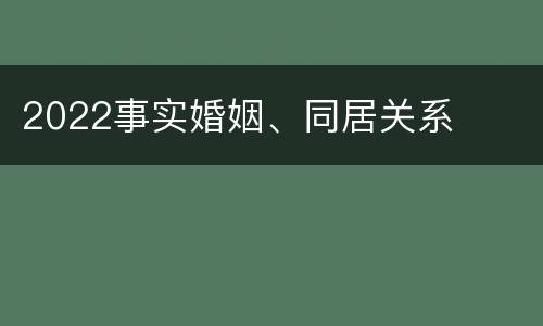 2022事实婚姻、同居关系