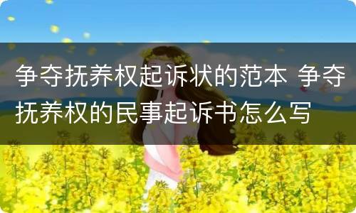 争夺抚养权起诉状的范本 争夺抚养权的民事起诉书怎么写