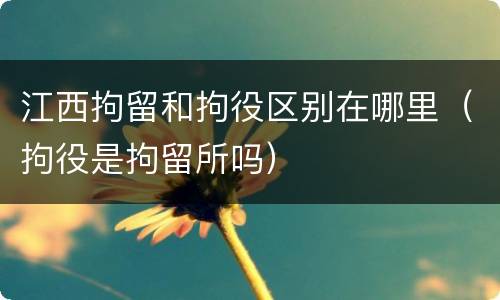 江西拘留和拘役区别在哪里（拘役是拘留所吗）