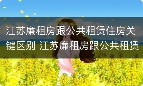 江苏廉租房跟公共租赁住房关键区别 江苏廉租房跟公共租赁住房关键区别