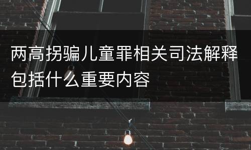 两高拐骗儿童罪相关司法解释包括什么重要内容