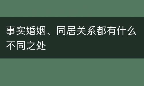 事实婚姻、同居关系都有什么不同之处