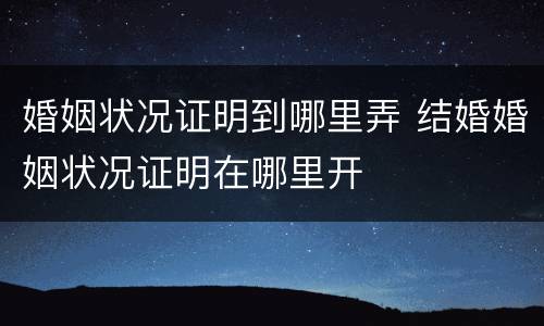 婚姻状况证明到哪里弄 结婚婚姻状况证明在哪里开