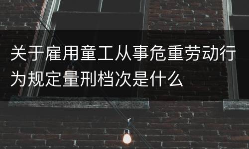 关于雇用童工从事危重劳动行为规定量刑档次是什么