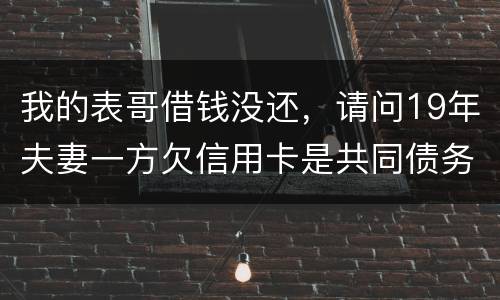 我的表哥借钱没还，请问19年夫妻一方欠信用卡是共同债务吗
