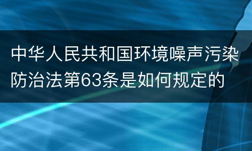 中华人民共和国环境噪声污染防治法第63条是如何规定的