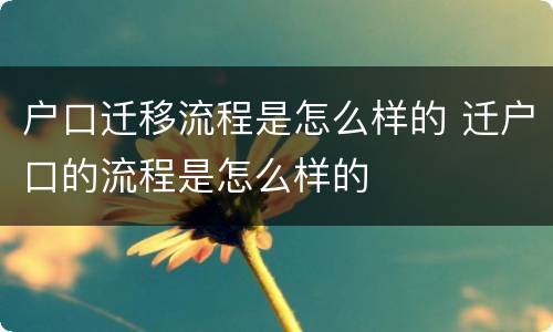 户口迁移流程是怎么样的 迁户口的流程是怎么样的