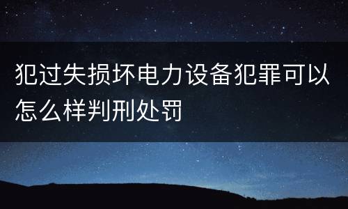 犯过失损坏电力设备犯罪可以怎么样判刑处罚