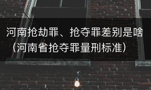 河南抢劫罪、抢夺罪差别是啥（河南省抢夺罪量刑标准）