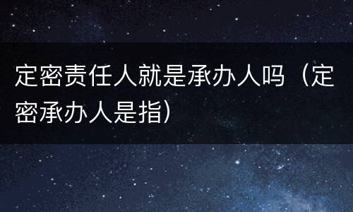 定密责任人就是承办人吗（定密承办人是指）