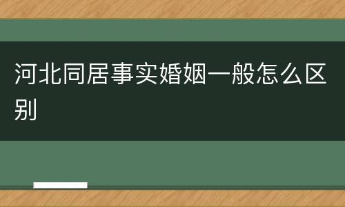 河北同居事实婚姻一般怎么区别