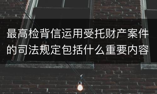 最高检背信运用受托财产案件的司法规定包括什么重要内容