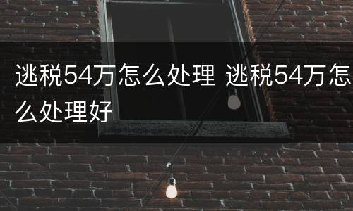 逃税54万怎么处理 逃税54万怎么处理好