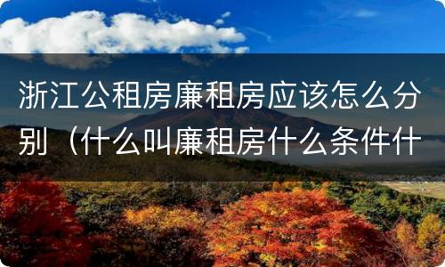 浙江公租房廉租房应该怎么分别（什么叫廉租房什么条件什么叫公租房）