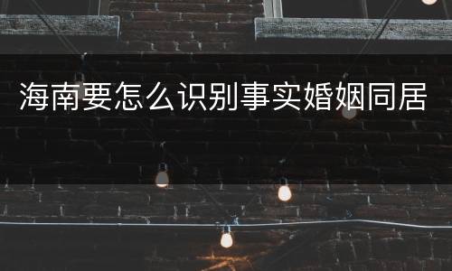 海南要怎么识别事实婚姻同居