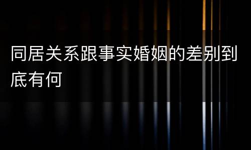 同居关系跟事实婚姻的差别到底有何
