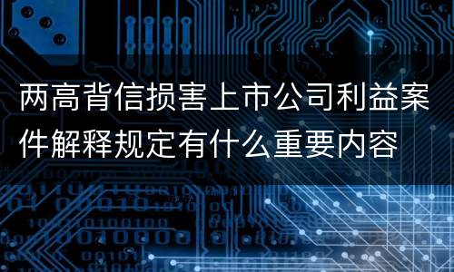 两高背信损害上市公司利益案件解释规定有什么重要内容
