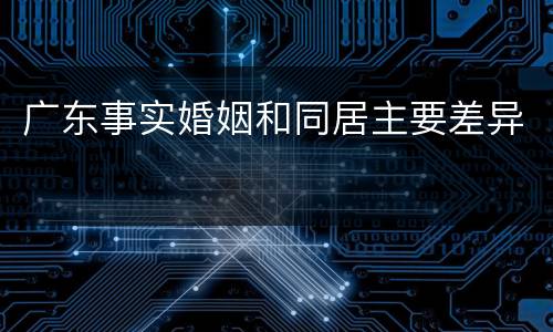 广东事实婚姻和同居主要差异