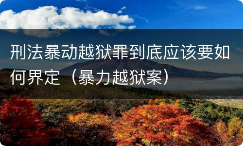 刑法暴动越狱罪到底应该要如何界定（暴力越狱案）
