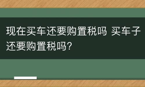 现在买车还要购置税吗 买车子还要购置税吗?