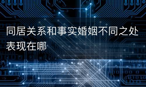 同居关系和事实婚姻不同之处表现在哪