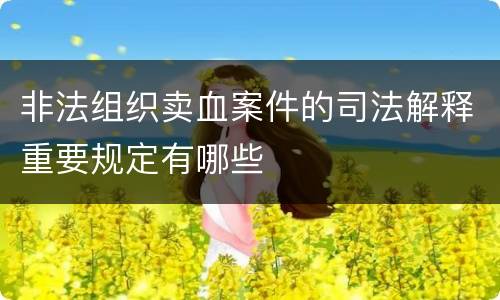 非法组织卖血案件的司法解释重要规定有哪些