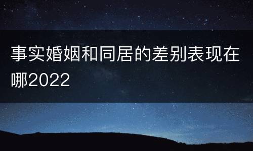 事实婚姻和同居的差别表现在哪2022