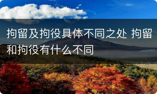 拘留及拘役具体不同之处 拘留和拘役有什么不同