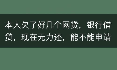 本人欠了好几个网贷，银行借贷，现在无力还，能不能申请破产