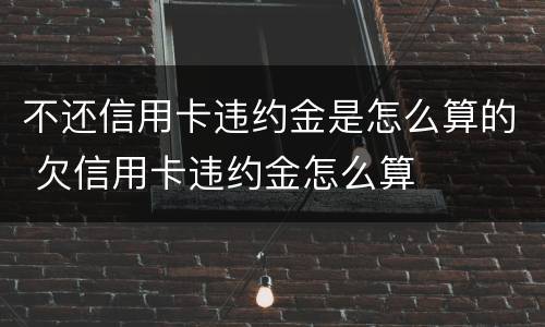 不还信用卡违约金是怎么算的 欠信用卡违约金怎么算