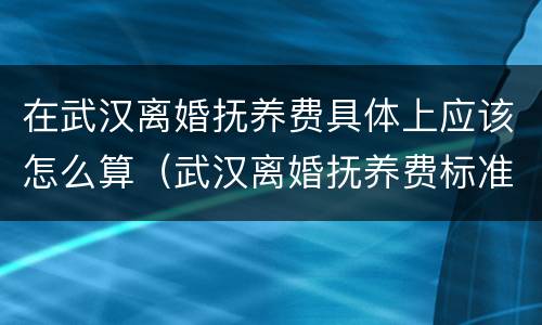在武汉离婚抚养费具体上应该怎么算（武汉离婚抚养费标准）