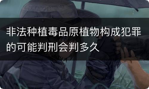 非法种植毒品原植物构成犯罪的可能判刑会判多久