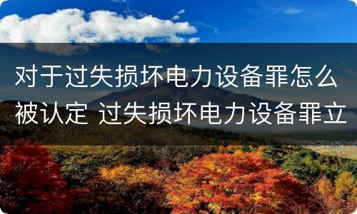 对于过失损坏电力设备罪怎么被认定 过失损坏电力设备罪立案标准