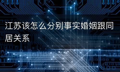 江苏该怎么分别事实婚姻跟同居关系
