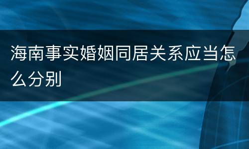 海南事实婚姻同居关系应当怎么分别