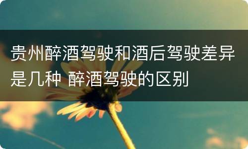 贵州醉酒驾驶和酒后驾驶差异是几种 醉酒驾驶的区别