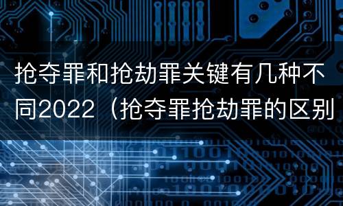 抢夺罪和抢劫罪关键有几种不同2022（抢夺罪抢劫罪的区别）