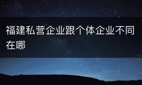 福建私营企业跟个体企业不同在哪