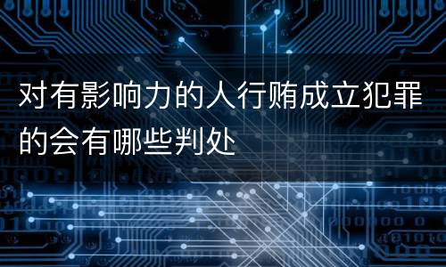 对有影响力的人行贿成立犯罪的会有哪些判处