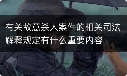 有关故意杀人案件的相关司法解释规定有什么重要内容