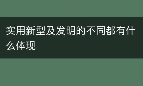 实用新型及发明的不同都有什么体现