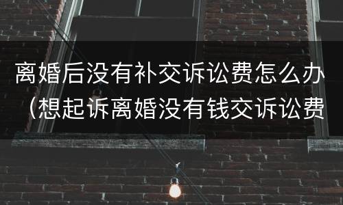 离婚后没有补交诉讼费怎么办（想起诉离婚没有钱交诉讼费怎么办）
