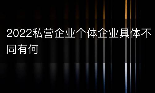 2022私营企业个体企业具体不同有何