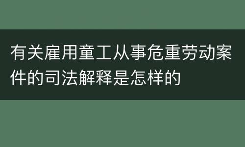 有关雇用童工从事危重劳动案件的司法解释是怎样的