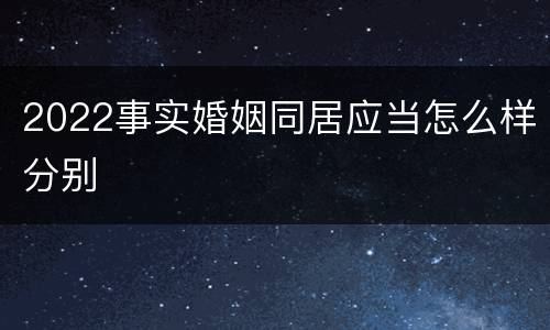 2022事实婚姻同居应当怎么样分别