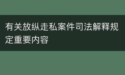 有关放纵走私案件司法解释规定重要内容